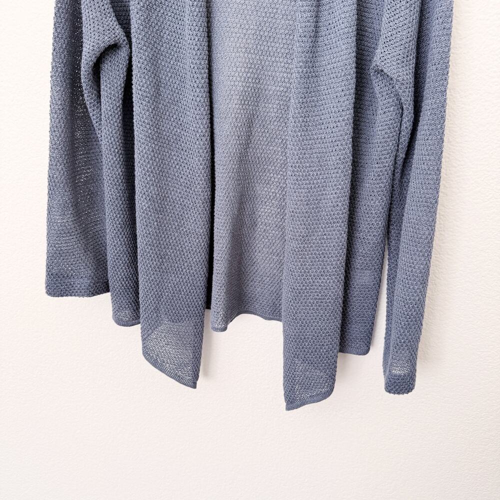 [J. Jill] Pure Jill Blue Gray Linen Blend Open Front Cardigan Sweater Sz Medium - Picture 7 of 10
